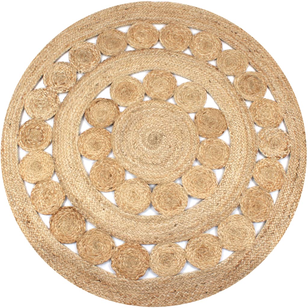 vidaXL Tapis tressé en jute 150 cm Rond