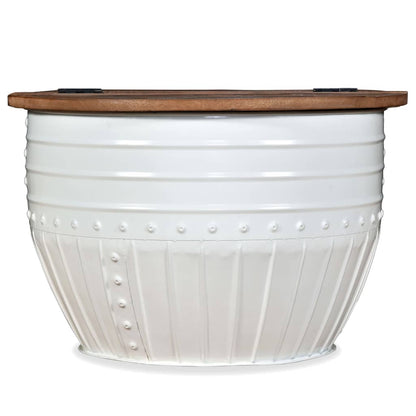 vidaXL Table basse en bois de récupération massif blanc en forme de tambour