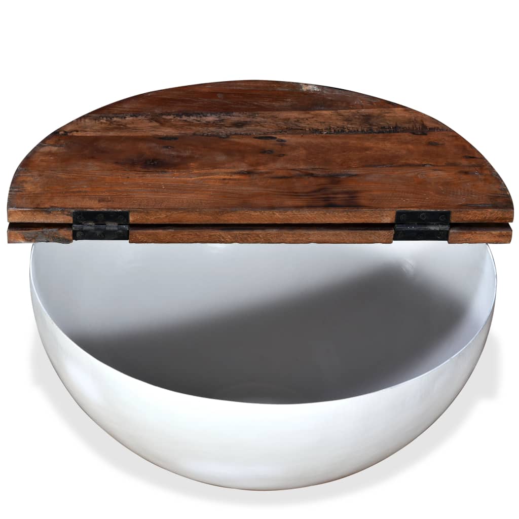 vidaXL Lot de 2 tables basses en bois de récupération massif blanc, forme de coupe