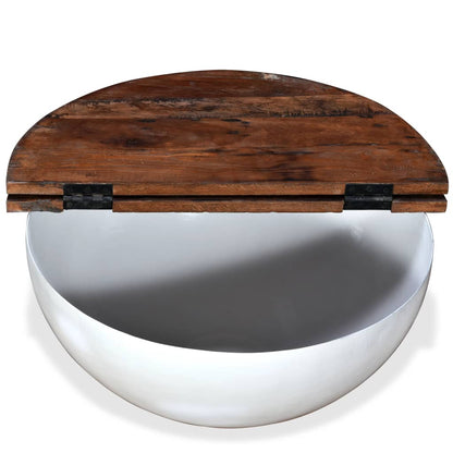 vidaXL Lot de 2 tables basses en bois de récupération massif blanc, forme de coupe