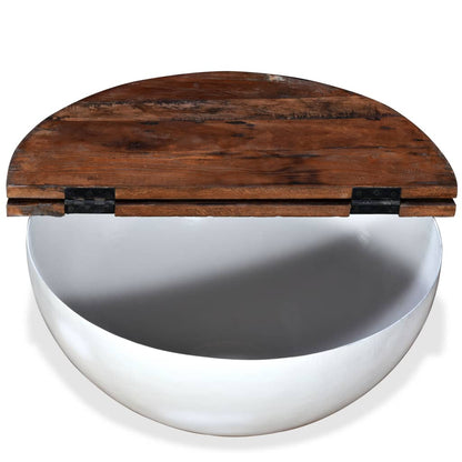 vidaXL Table basse en bois de récupération massif blanc, forme de coque