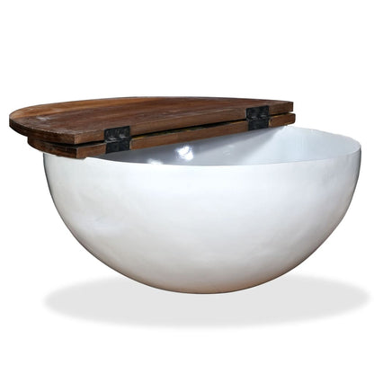 vidaXL Table basse en bois de récupération massif blanc, forme de coque