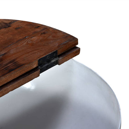 vidaXL Table basse en bois de récupération massif blanc, forme de coque