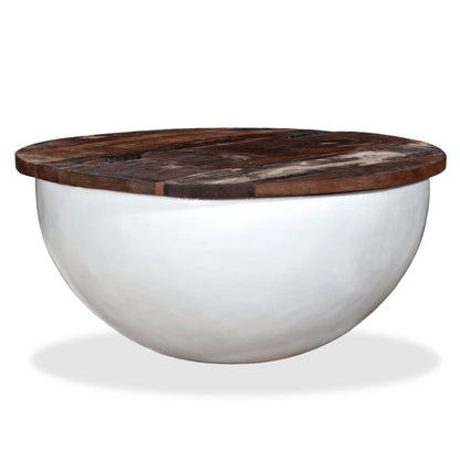 vidaXL Table basse en bois de récupération massif blanc, forme de coque