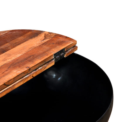 vidaXL Table basse en bois de récupération massif noir, en forme de coque
