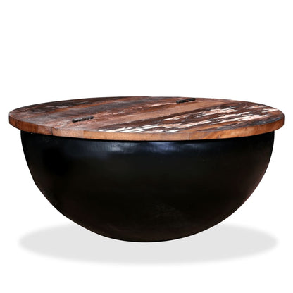 vidaXL Table basse en bois de récupération massif noir, en forme de coque