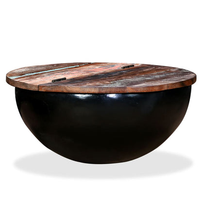 vidaXL Table basse en bois de récupération massif noir, en forme de coque