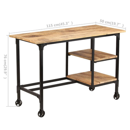 vidaXL Schreibtisch mit Klapphocker Mangoholz Massiv 115x50x76 cm
