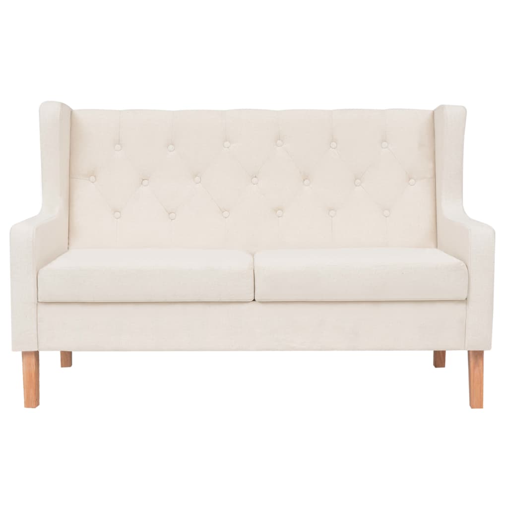 vidaXL 2-Sitzer Sofa Stoff Cremeweiß