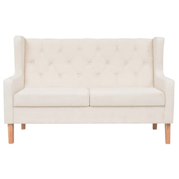vidaXL 2-Sitzer Sofa Stoff Cremeweiß