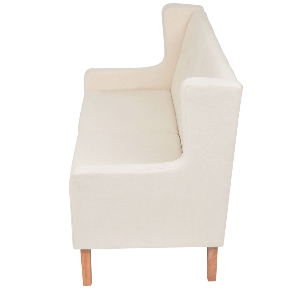 vidaXL 2-Sitzer Sofa Stoff Cremeweiß
