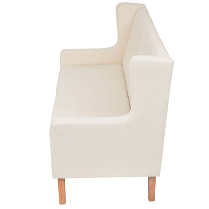 vidaXL 2-Sitzer Sofa Stoff Cremeweiß