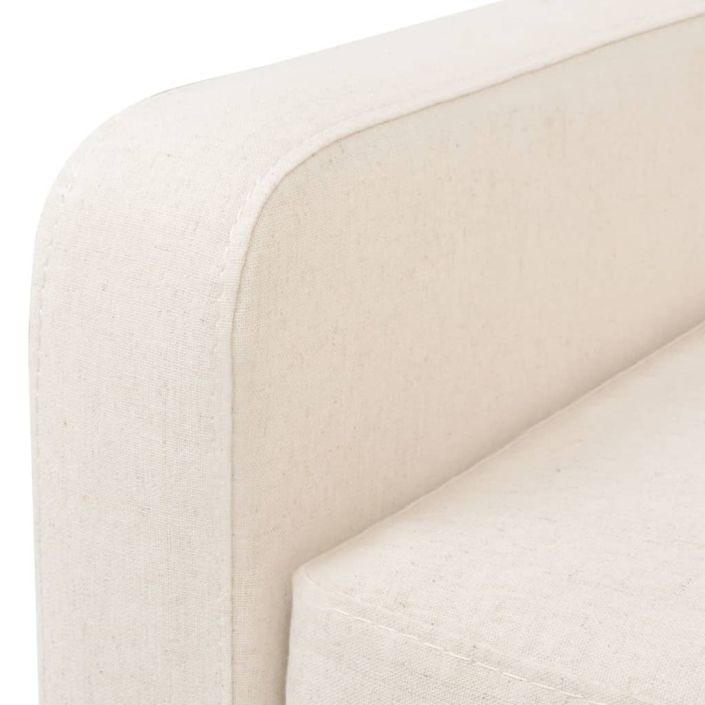 vidaXL Sofa 3-Sitzer Stoff Cremeweiß