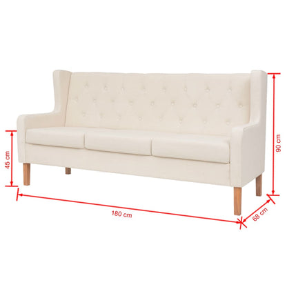 vidaXL Sofa 3-Sitzer Stoff Cremeweiß
