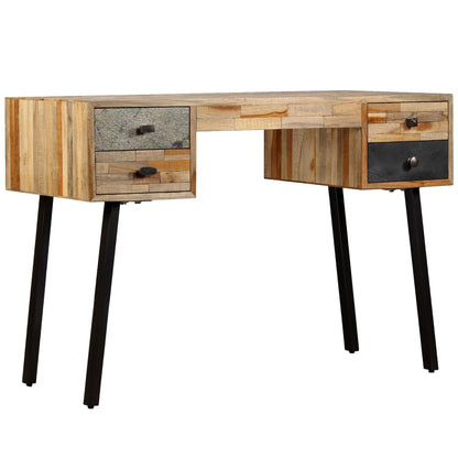 vidaXL Bureau en teck massif recyclé 110 x 50 x 76 cm