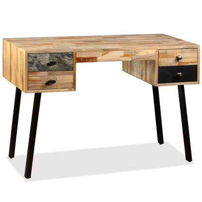 vidaXL Bureau en teck massif recyclé 110 x 50 x 76 cm