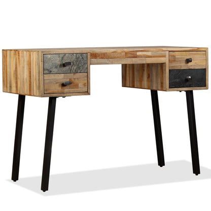 vidaXL Bureau en teck massif recyclé 110 x 50 x 76 cm
