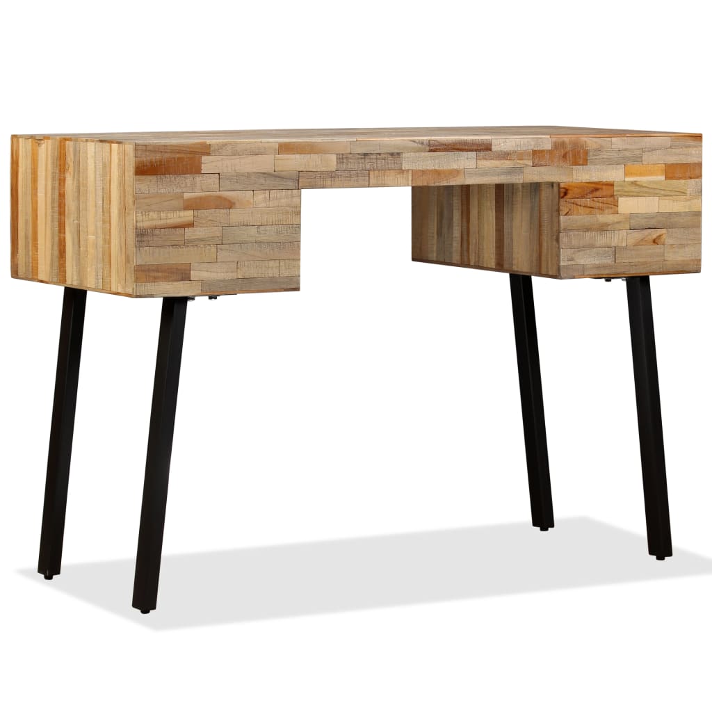 vidaXL Bureau en teck massif recyclé 110 x 50 x 76 cm