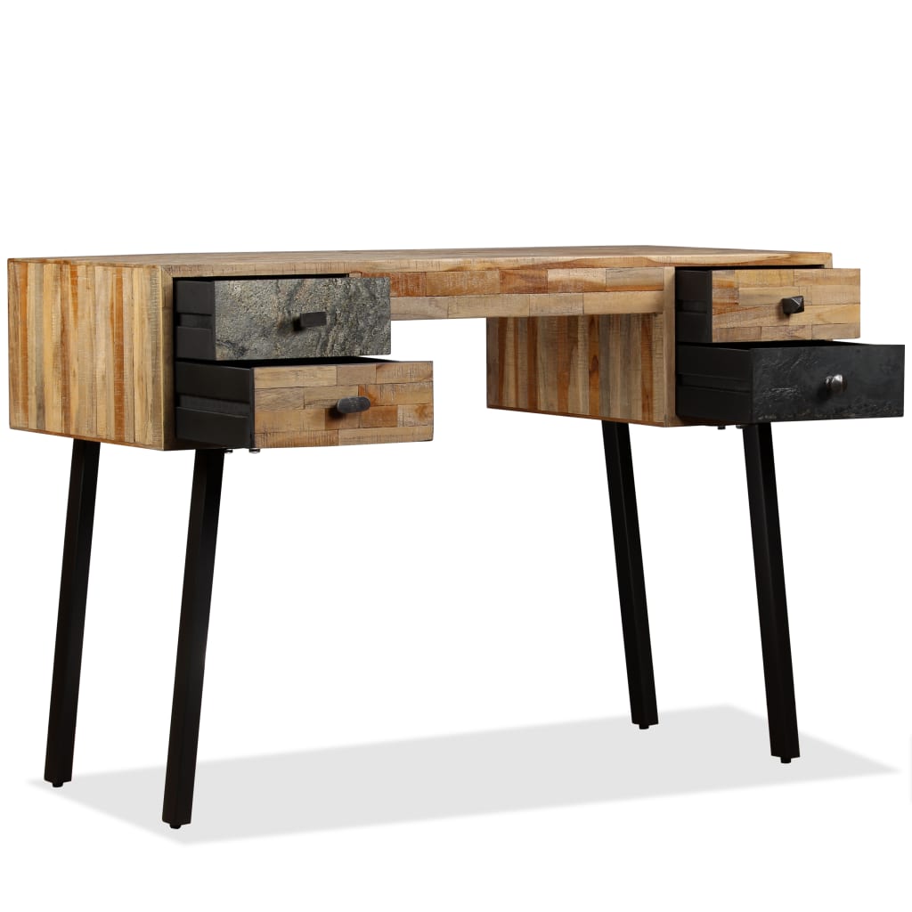 vidaXL Bureau en teck massif recyclé 110 x 50 x 76 cm