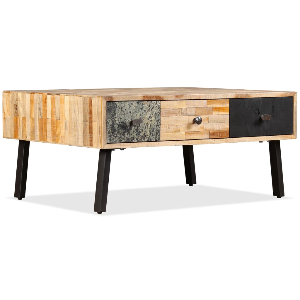 vidaXL Table basse en teck massif recyclé 90x65x40 cm