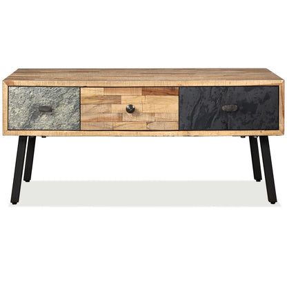 vidaXL Table basse en teck massif recyclé 90x65x40 cm