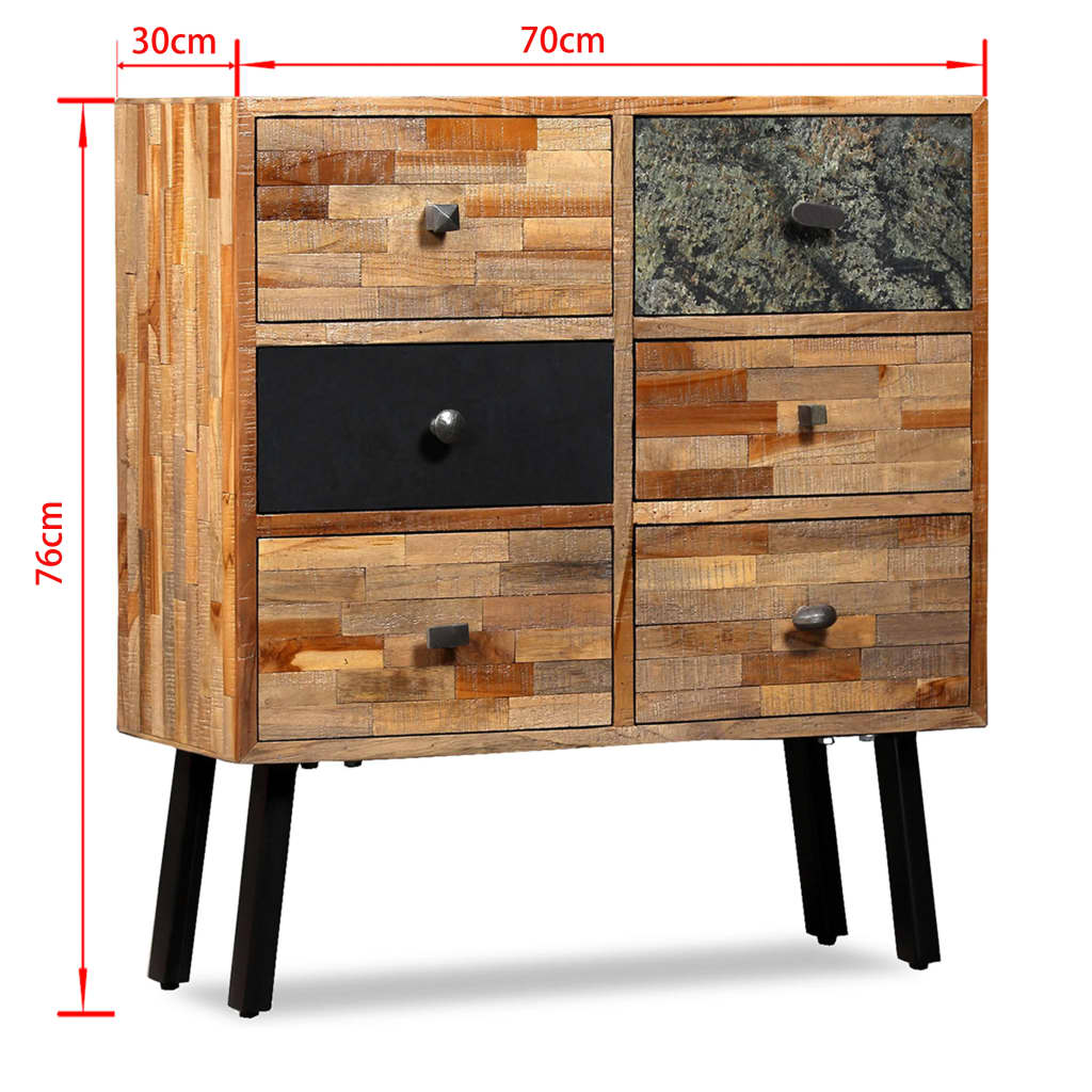 vidaXL Beistellschrank mit 6 Schubladen Recyceltes Teakholz 70x30x76cm