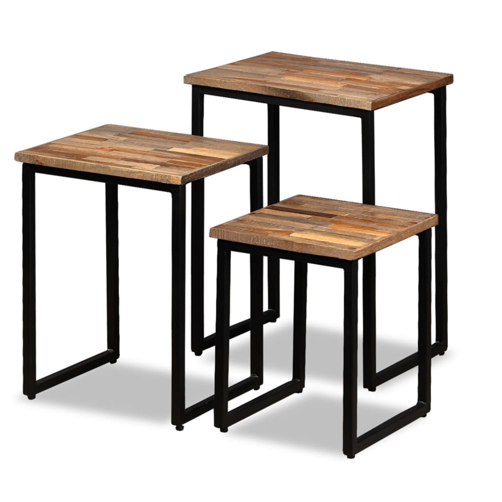vidaXL Tables gigognes (3 pièces) en teck massif recyclé
