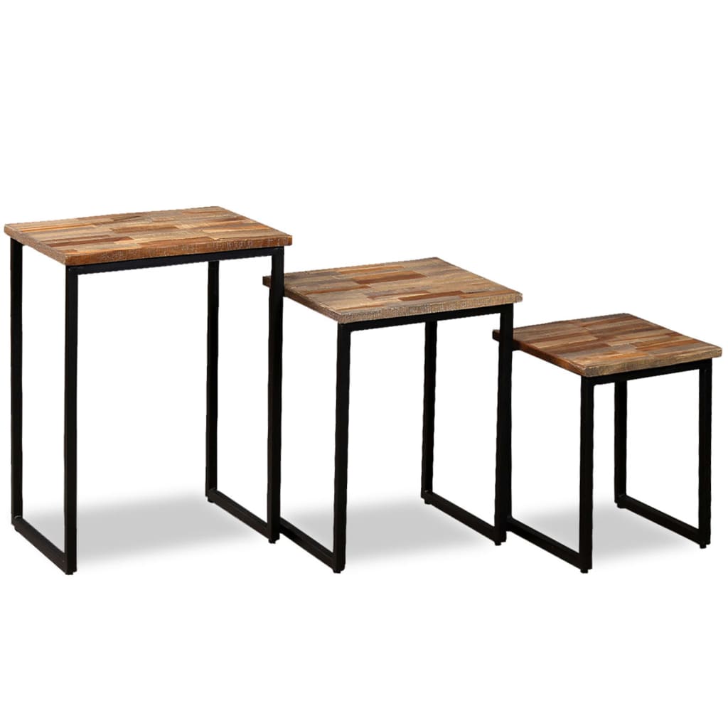 vidaXL Tables gigognes (3 pièces) en teck massif recyclé