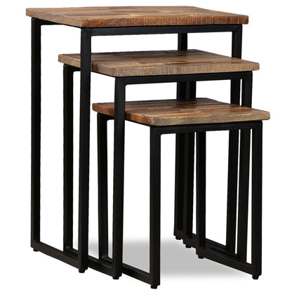 vidaXL Tables gigognes (3 pièces) en teck massif recyclé