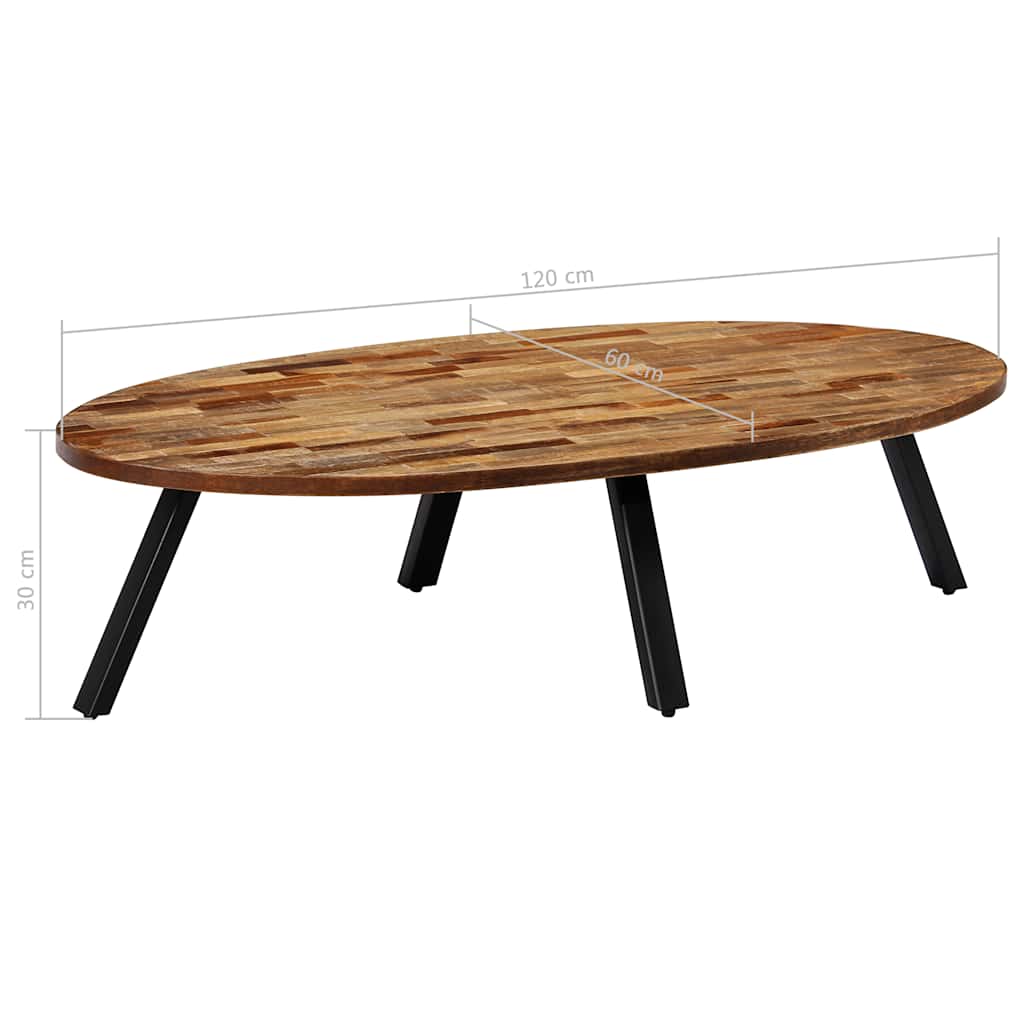 vidaXL Table basse en teck massif recyclé Ovale 120x60x30 cm