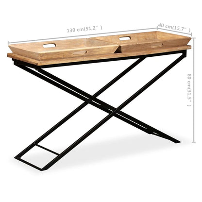 vidaXL Console en bois de manguier massif 130 x 40 x 80 cm