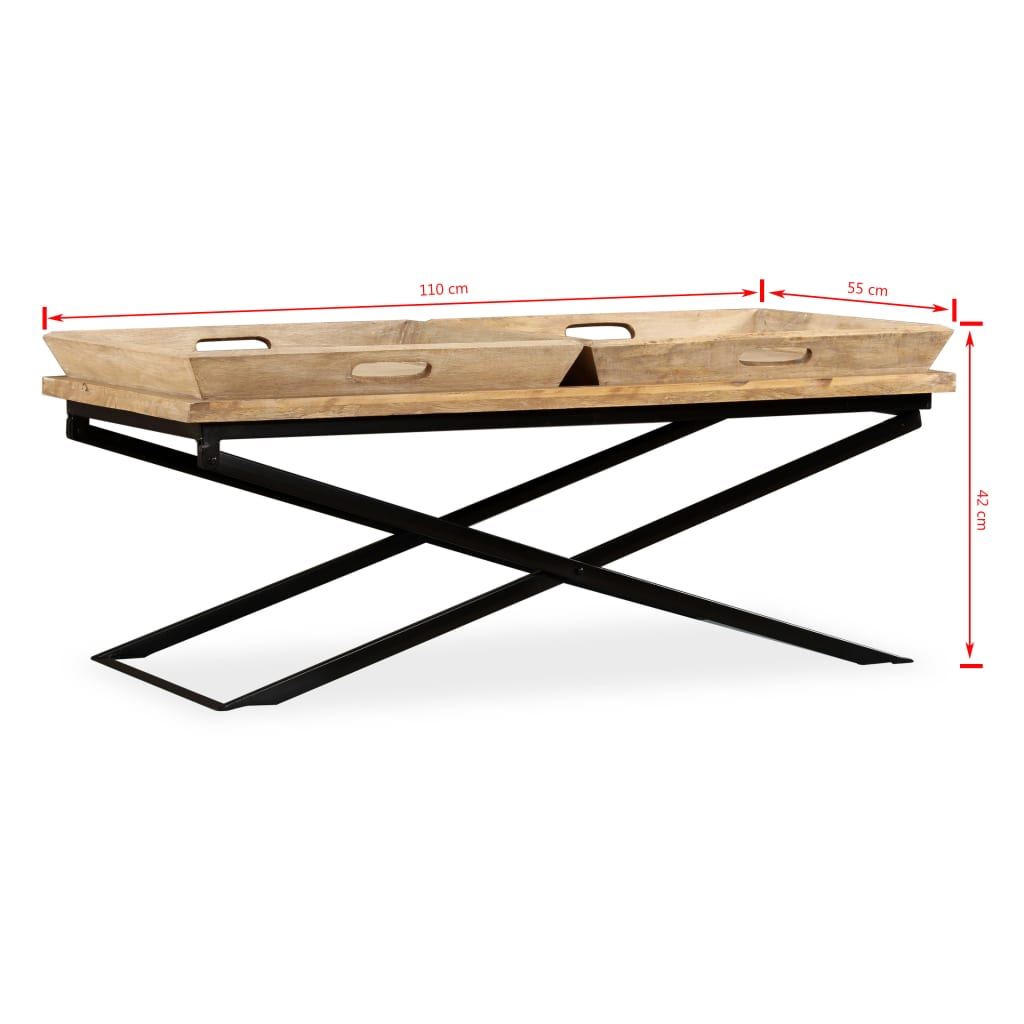vidaXL Table basse en bois de manguier massif 110 x 55 x 42 cm