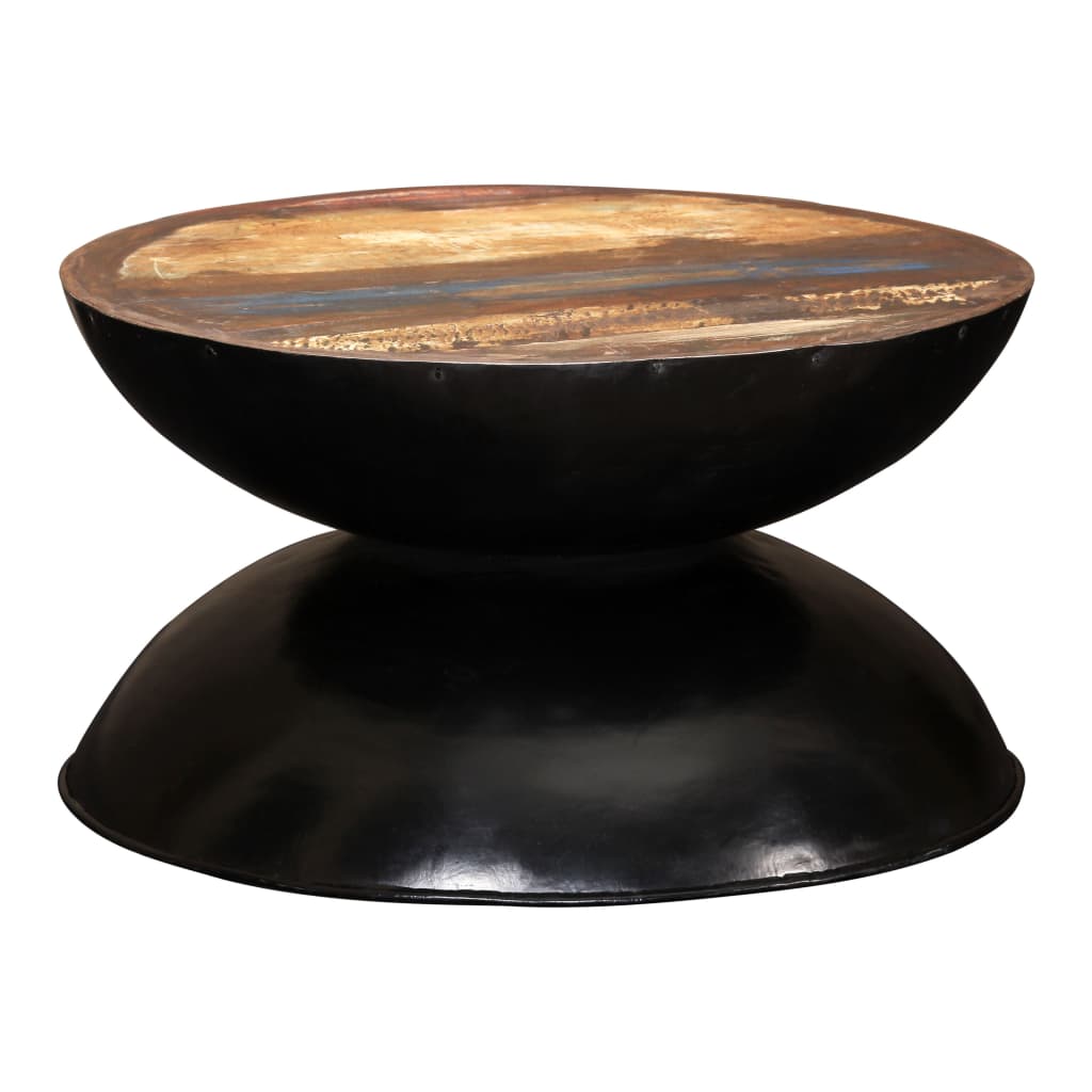 vidaXL Table basse en bois de récupération massif avec pied noir 60x60x33 cm