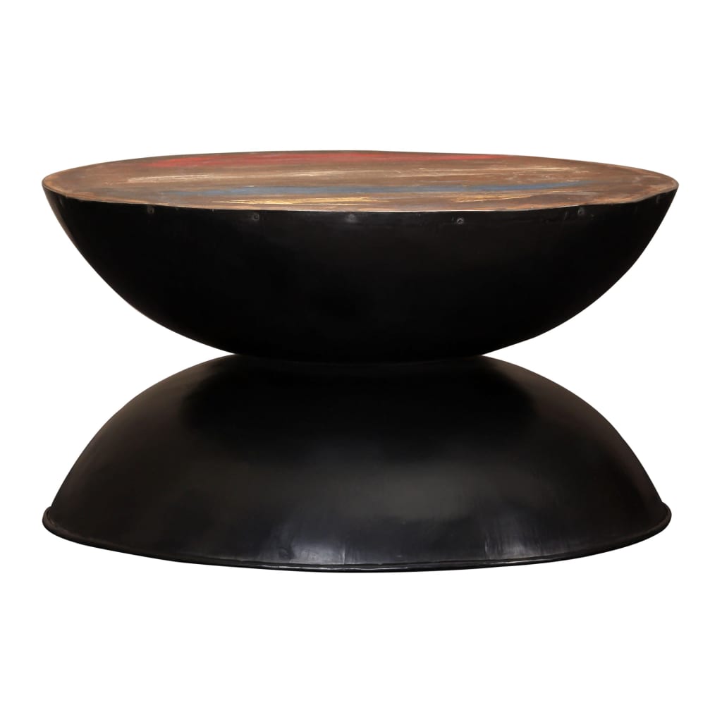 vidaXL Table basse en bois de récupération massif avec pied noir 60x60x33 cm