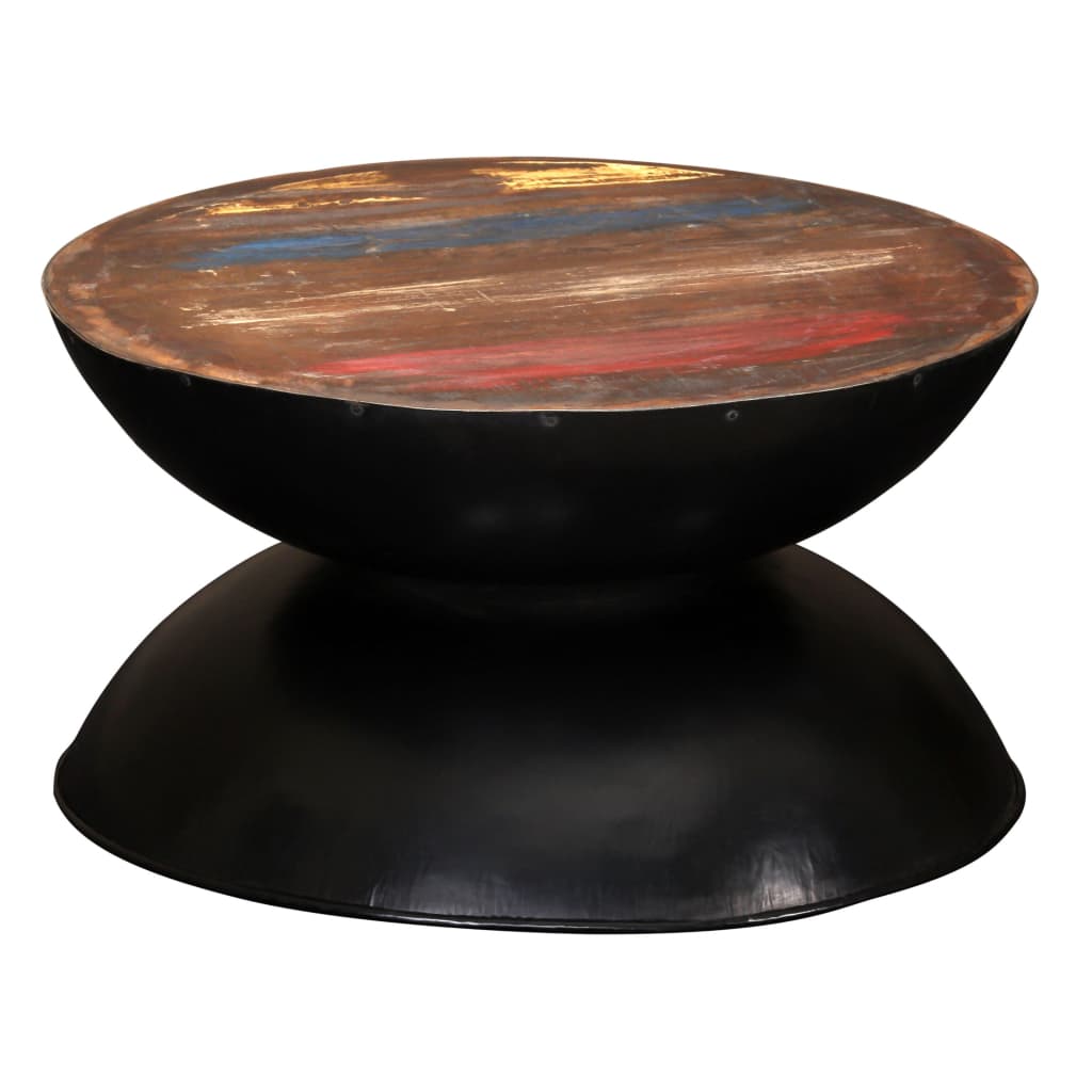 vidaXL Table basse en bois de récupération massif avec pied noir 60x60x33 cm