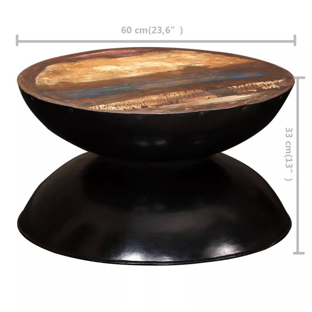 vidaXL Table basse en bois de récupération massif avec pied noir 60x60x33 cm