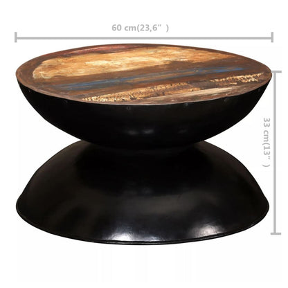 vidaXL Table basse en bois de récupération massif avec pied noir 60x60x33 cm