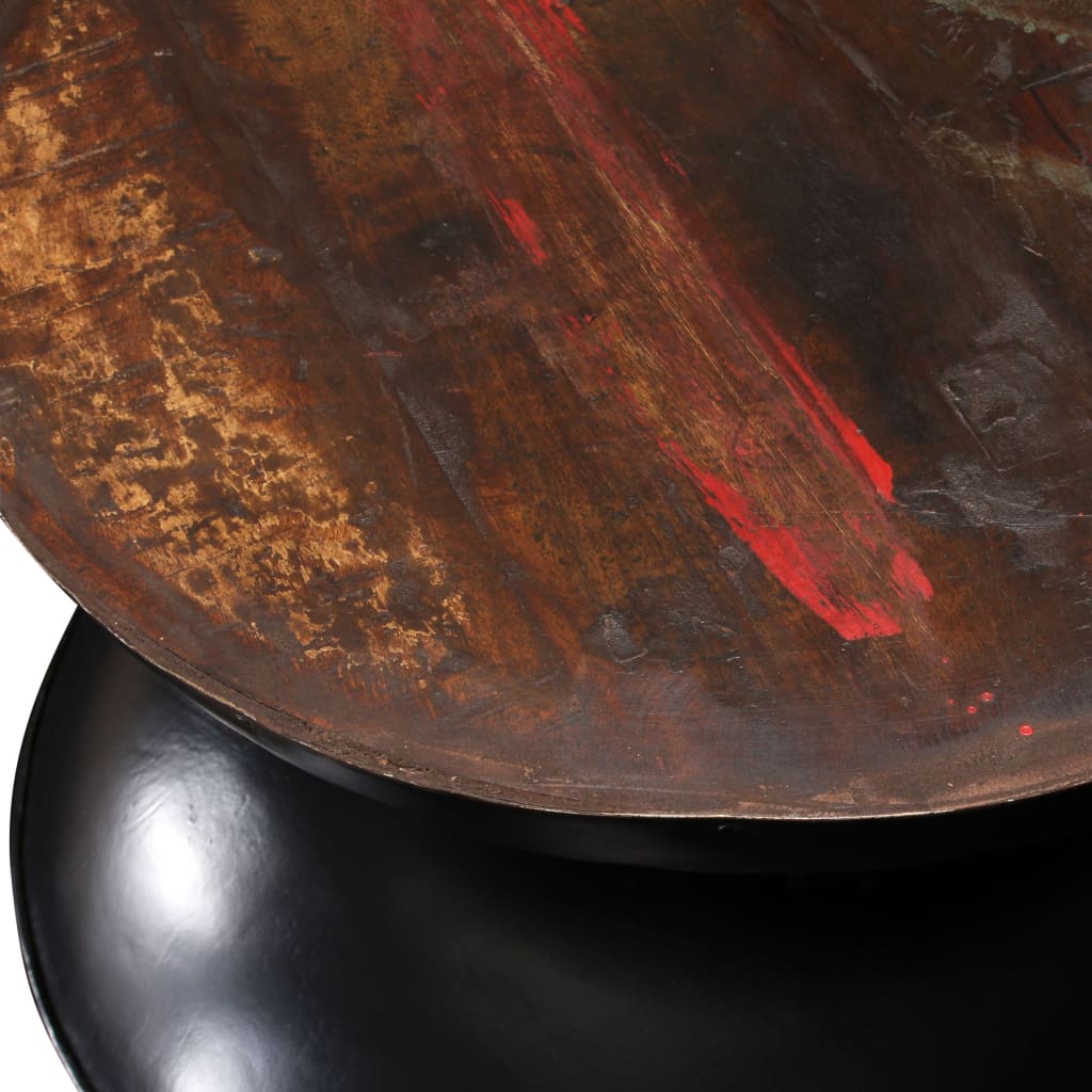 vidaXL Table basse en bois de récupération massif avec pied noir 60x60x33 cm