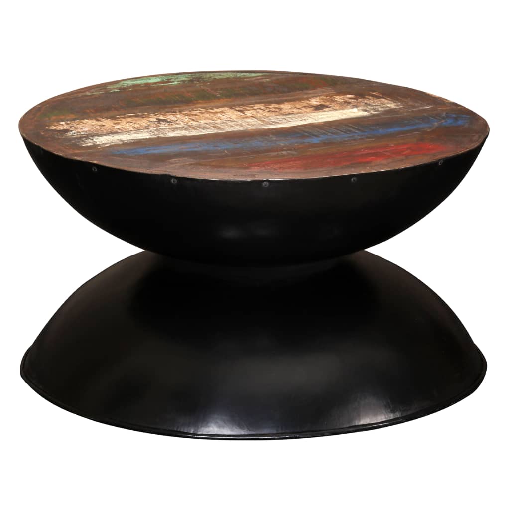 vidaXL Table basse en bois de récupération massif avec pied noir 60x60x33 cm