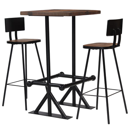vidaXL Ensemble de bar 3 pcs Bois de récupération massif