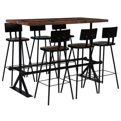 vidaXL Ensemble de bar 7 pcs Bois de récupération massif Multicolore