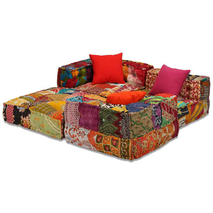 vidaXL 3-Sitzer Modularer Pouf Patchwork Stoff