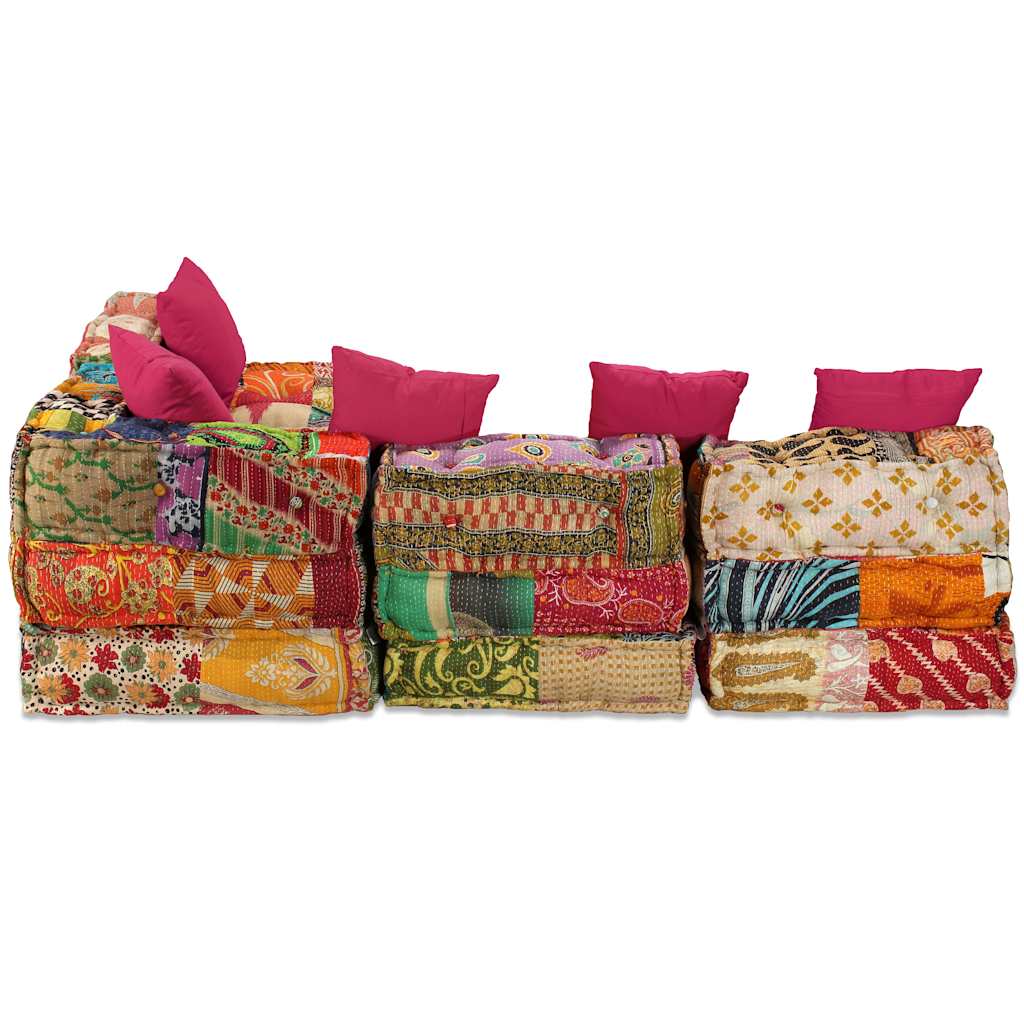 vidaXL Pouf modulaire 4 places en tissu patchwork