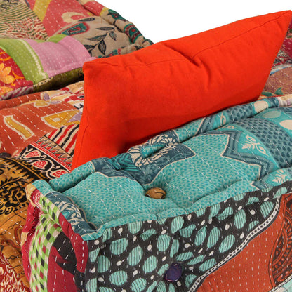 vidaXL Pouf modulaire 3 places en tissu patchwork