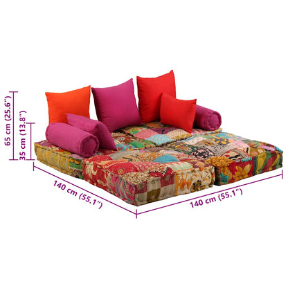 vidaXL Pouf modulaire 2 places en tissu patchwork