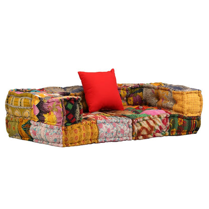 vidaXL 2-Sitzer Modularer Pouf Patchwork Stoff