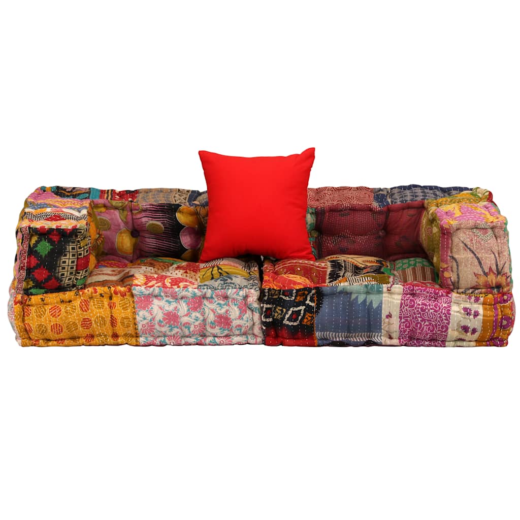 vidaXL 2-Sitzer Modularer Pouf Patchwork Stoff