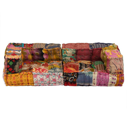 vidaXL 2-Sitzer Modularer Pouf Patchwork Stoff