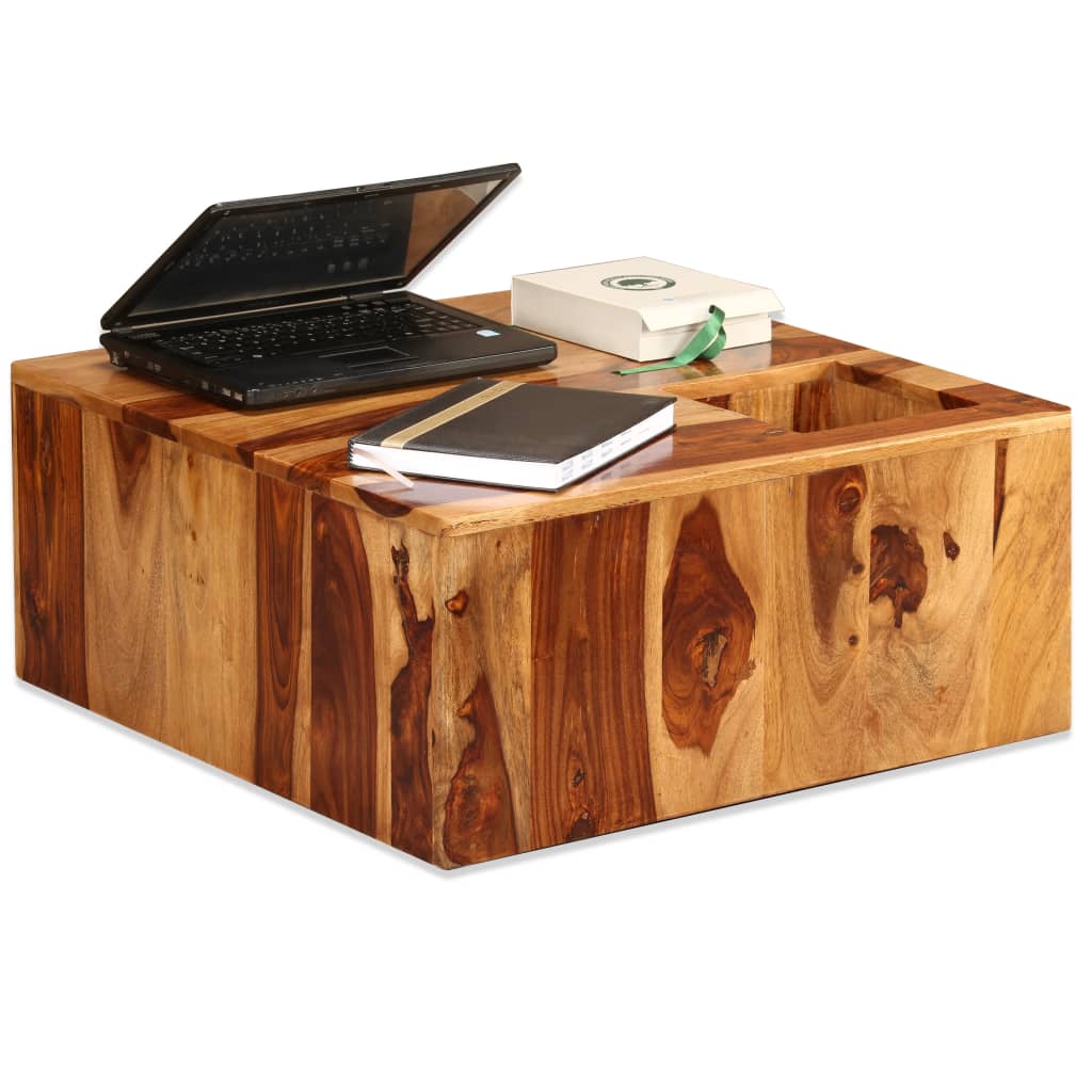 vidaXL Table basse en bois d'acacia massif 70x70x30 cm