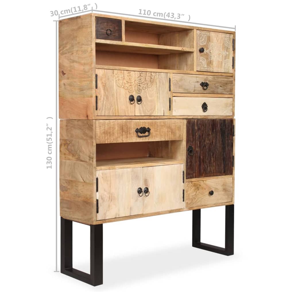 vidaXL Buffet en bois de manguier massif 100 x 30 x 130 cm